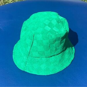 Bright Green Woven Texture Bucket Hat – Unique Streetwear
